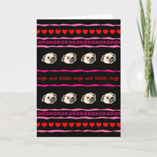 Hugs Pugs and Kisses Valentine's Day Greeting Card Feestdagen Kaart