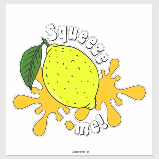 Hugs Squeeze me Fun Lemon Fruit Quote Sticker (Vel)
