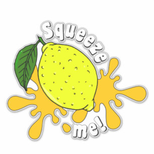 Hugs Squeeze me Fun Lemon Fruit Quote Sticker