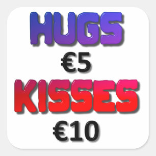 Hugs Vijf Euro - Kisses Tien euro Vierkante Sticker