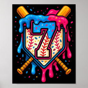 Hugvyn 7e verjaardag honkbal ijsdrip nummer poster