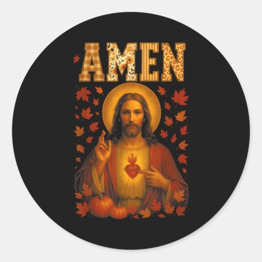 Hugvyn Amen Fall Jesus Christian Bible Verses Than Ronde Sticker (Voorkant)