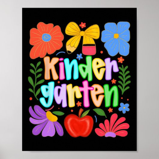 Hugvyn Back To School Kindergarten Preppy Teacher  Poster (Voorkant)