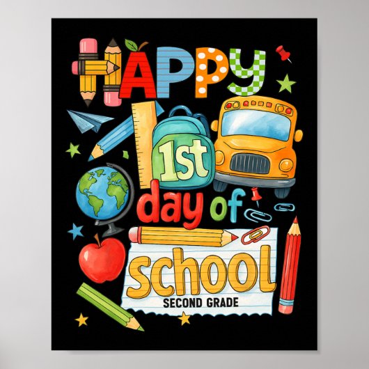 Hugvyn Back To School Second Grade Teacher 2nd Gra Poster (Voorkant)