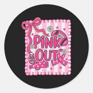 Hugvyn Borstkanker Roze Out Voetbal Bow Roze CH Ronde Sticker