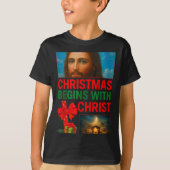 Hugvyn Christmas Begins With Christ Jesus Cross Ch T-shirt (Voorkant)