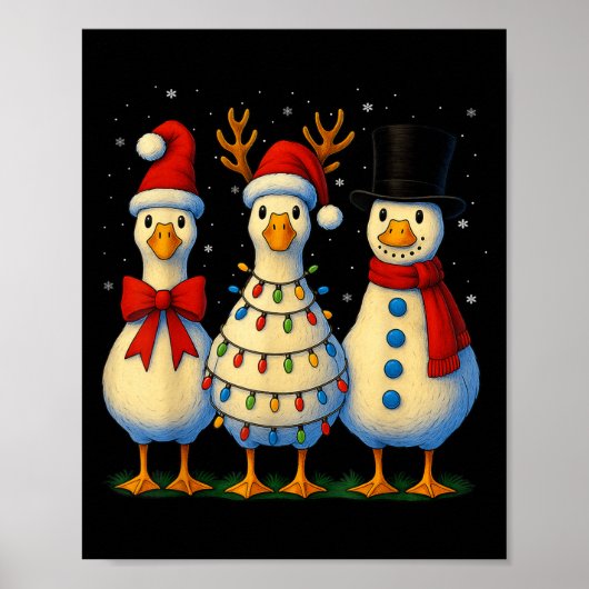 Hugvyn Christmas_ Funny Santa Goose Silly Merry Go Poster (Voorkant)