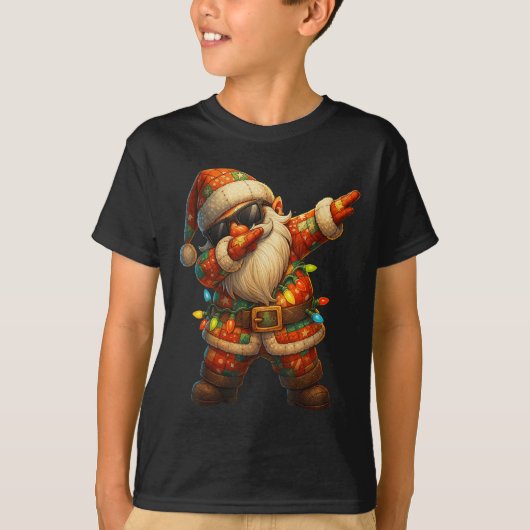Hugvyn Christmas_ Patchwork Dabbing Santa Claus Xm T-shirt (Voorkant)