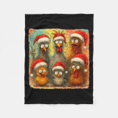 Hugvyn Christmas Santa Chicken Crazy Eagerlys Roos Fleece Deken (Voorkant)