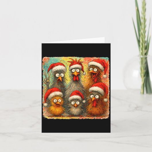 Hugvyn Christmas Santa Chicken Crazy Eagerlys Roos Kaart (Voorkant)
