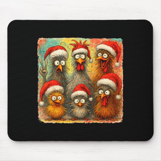 Hugvyn Christmas Santa Chicken Crazy Eagerlys Roos Muismat (Voorkant)