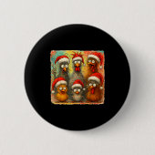 Hugvyn Christmas Santa Chicken Crazy Eagerlys Roos Ronde Button 5,7 Cm (Voorkant)