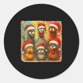 Hugvyn Christmas Santa Chicken Crazy Eagerlys Roos Ronde Sticker (Voorkant)