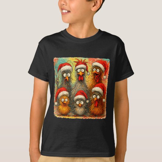 Hugvyn Christmas Santa Chicken Crazy Eagerlys Roos T-shirt (Voorkant)