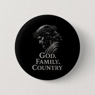 Hugvyn God Familie Land Jezus Christelijk Geloof M Ronde Button 5,7 Cm