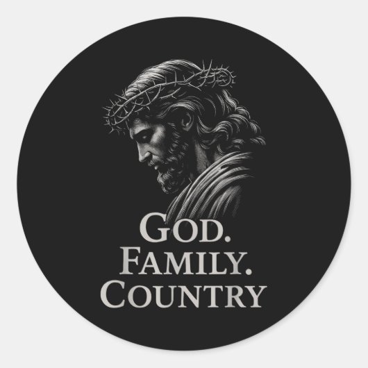 Hugvyn God Family Country Jesus Christian Faith Mi Ronde Sticker (Voorkant)