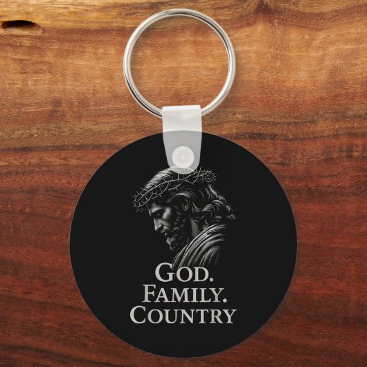 Hugvyn God Family Country Jesus Christian Faith Mi Sleutelhanger (Voorkant)
