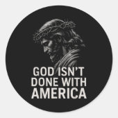 Hugvyn God Isn’t Done With America Christian Faith Ronde Sticker (Voorkant)