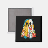 Hugvyn Halloween Patchwork Ghost Spooky Quilt Ghos Magneet (Voorkant / Achterkant)