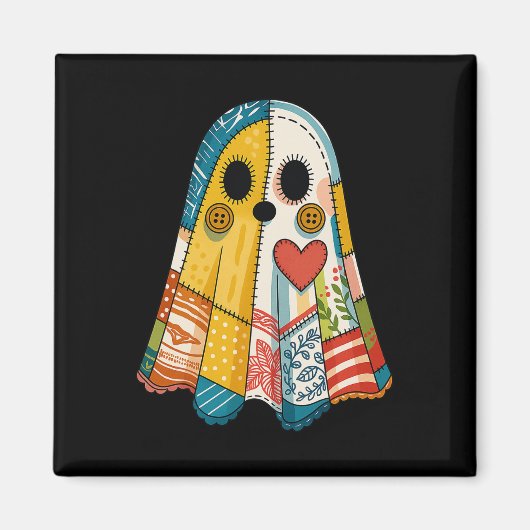 Hugvyn Halloween Patchwork Ghost Spooky Quilt Ghos Magneet (Voorkant)