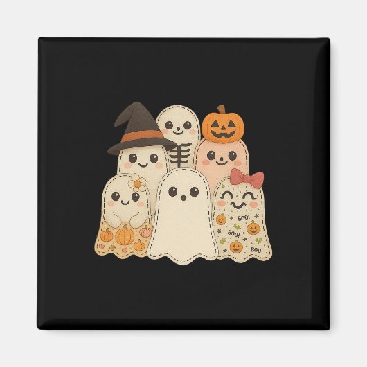 Hugvyn Halloween Patchwork Quilt Ghost Matching Fa Magneet (Voorkant)