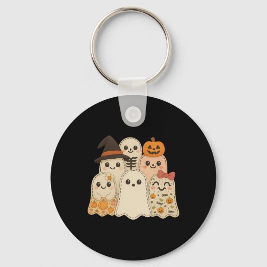 Hugvyn Halloween Patchwork Quilt Ghost Matching Fa Sleutelhanger (Voorkant)