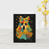 Hugvyn Halloween Patchwork Spooky Ghost Bow Preppy Kaart (Gele Bloem)