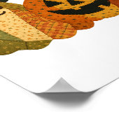 Hugvyn Halloween Preppy Patchwork Pompoen Bloemen  Poster (Hoek)
