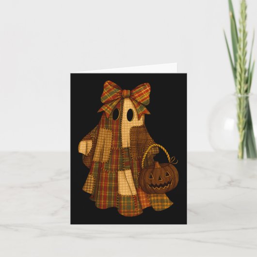 Hugvyn Halloween Preppy Patchwork Spooky Fal Kaart (Voorkant)