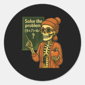 Hugvyn Halloween Skeleton Six Seven 67 Meme Pemdas Ronde Sticker (Voorkant)