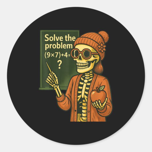 Hugvyn Halloween Skeleton Six Seven 67 Meme Pemdas Ronde Sticker (Voorkant)