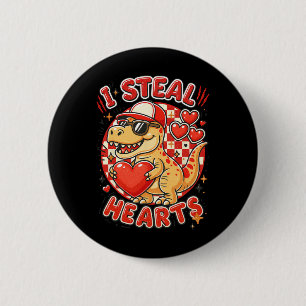 Hugvyn I Steal Hearts Valentijn jongens dinosaurus Ronde Button 5,7 Cm