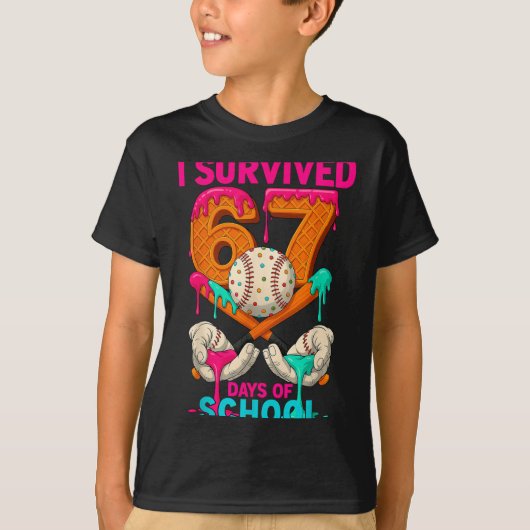 Hugvyn I Survived 67 Days Of School Ice Cream Six T-shirt (Voorkant)