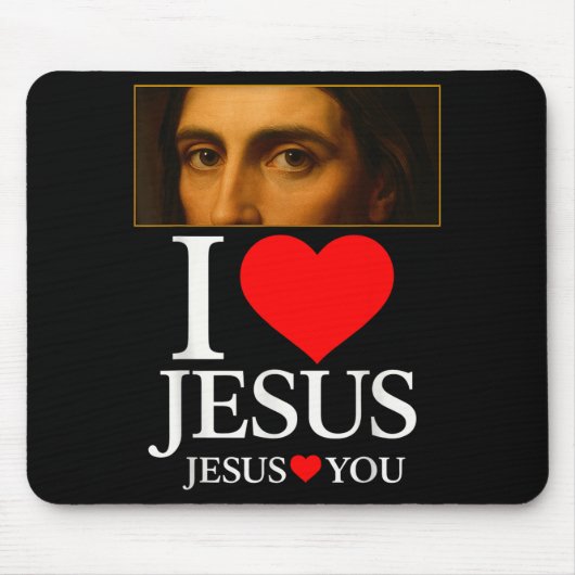Hugvyn Ik hou van Jezus Ik Hart Jezus Geloof Ameri Muismat (Voorkant)