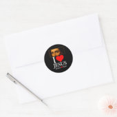 Hugvyn Ik hou van Jezus Ik Hart Jezus Geloof Ameri Ronde Sticker (Envelop)
