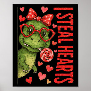 Hugvyn Ik steel harten jongens T Rex valentijnsdin Poster
