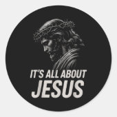 Hugvyn Its All About Jesus Christian Faith Patriot Ronde Sticker (Voorkant)