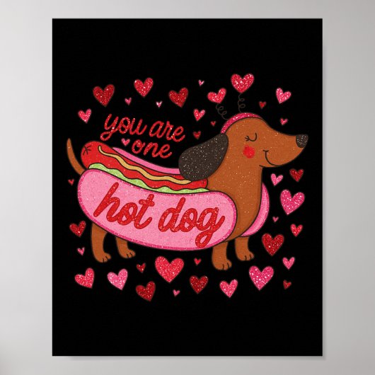 Hugvyn Je Bent Eén Heet-Hond Valentijnsdag Dachshu Poster (Voorkant)
