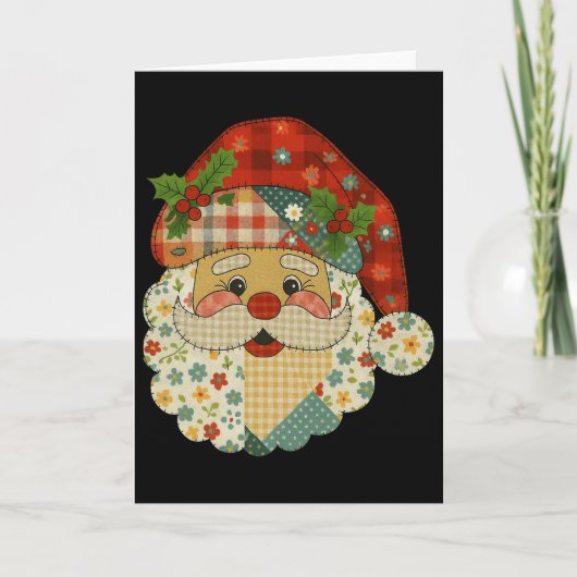 Hugvyn Kerstman Patchwork Matching Fa Kaart (Voorkant)