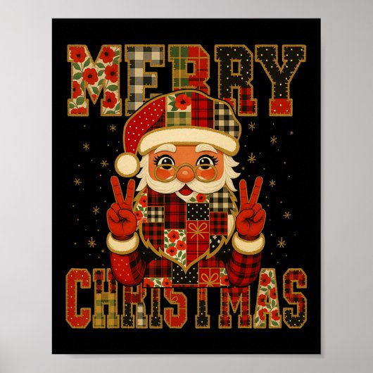 Hugvyn Kerstman Patchwork Vrolijk Chris Poster (Voorkant)