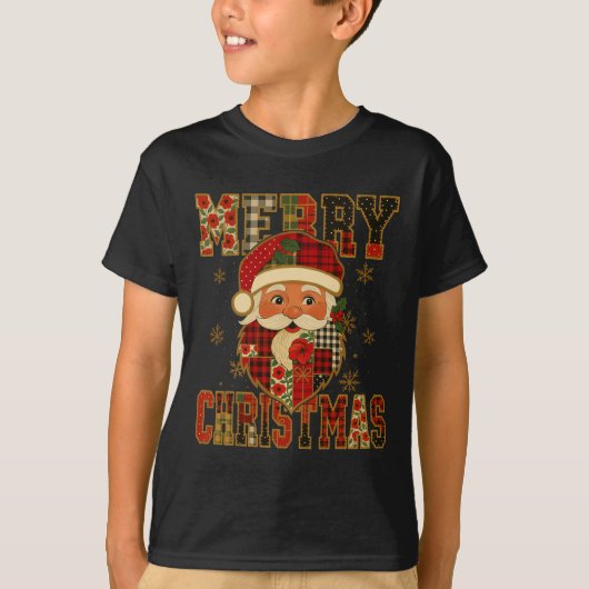 Hugvyn Kerstman Patchwork Vrolijk Chris T-shirt (Voorkant)