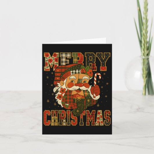 Hugvyn Kerstmis_ Kerstman Patchwork Prettig Kerstf Kaart (Voorkant)