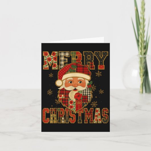Hugvyn Kerstmis_ Kerstman Patchwork Prettig Kerstf Kaart (Voorkant)