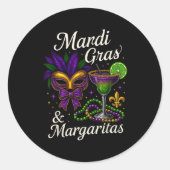 Hugvyn Mardi Gras And Margaritas Louisiana New Orl Ronde Sticker (Voorkant)