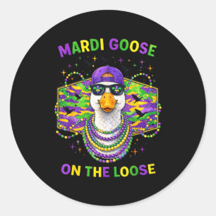 Hugvyn Mardi Gras Gans Op Vrije Voeten Vette Dinsd Ronde Sticker