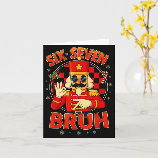 Hugvyn Six Seven Bruh Nutcracker Christmas 67 Meme Kaart (Gele Bloem)