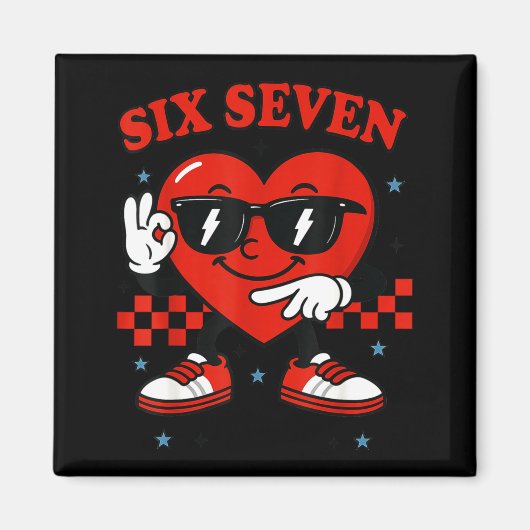 Hugvyn Six Seven Heart 6 7 Meme Boy Girl Funny Val Magneet (Voorkant)