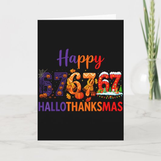 Hugvyn Six Seven Meme 67 Hallothanksmas Halloween  Kaart (Voorkant)