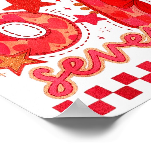 Hugvyn Six Seven Valentine 6 7 Meme Checkered Coqu Poster (Hoek)