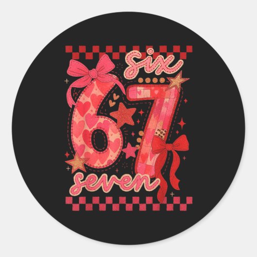 Hugvyn Six Seven Valentine 6 7 Meme Checkered Coqu Ronde Sticker (Voorkant)